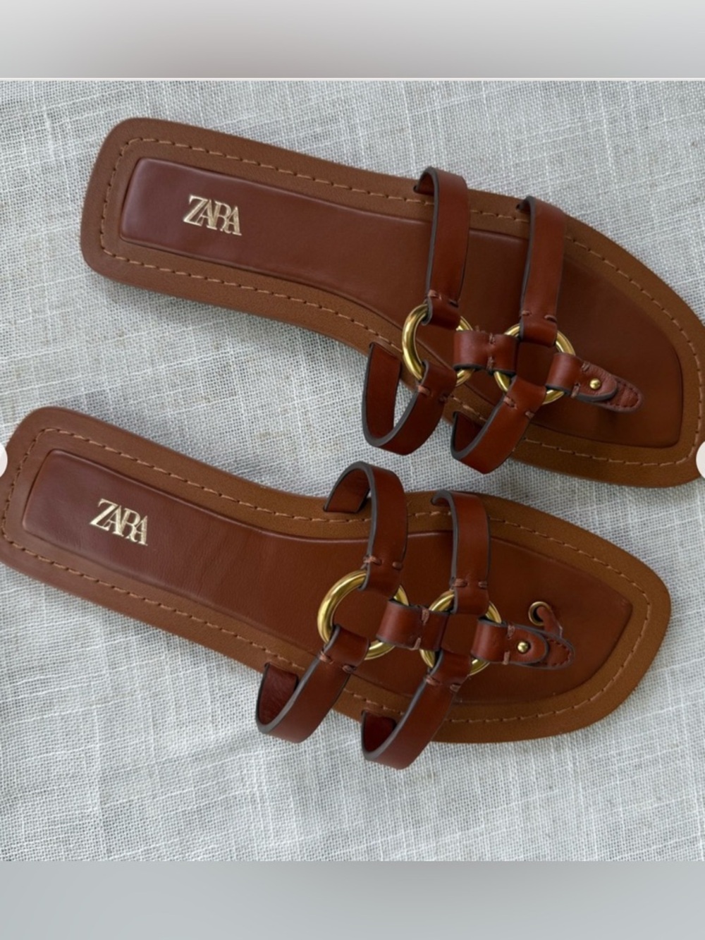 Zara double ring flat sandal slides EUC size 41